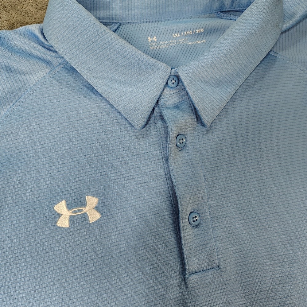Under Armour Polo Shirt Mens 3XL Blue Rival‎ Golf Performance Preppy Heatgear